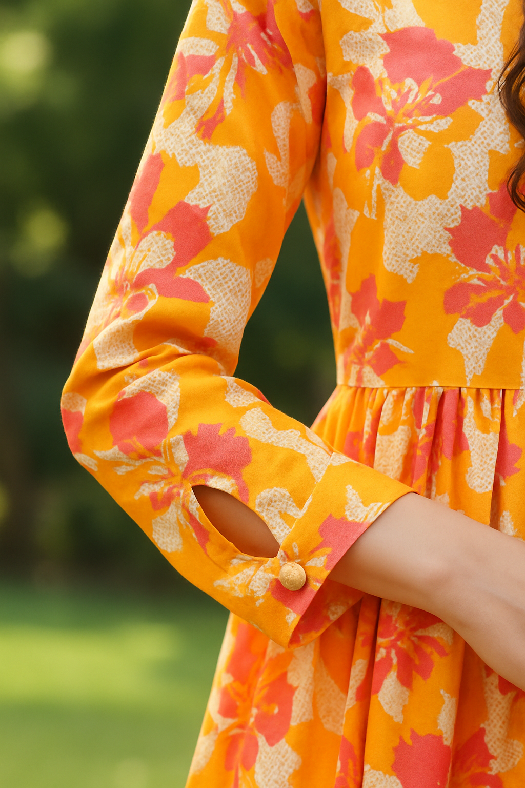 Orange Sunset Glow Lawn Frock- 1PC - Image 2