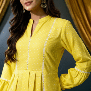 Yellow White Long Frock