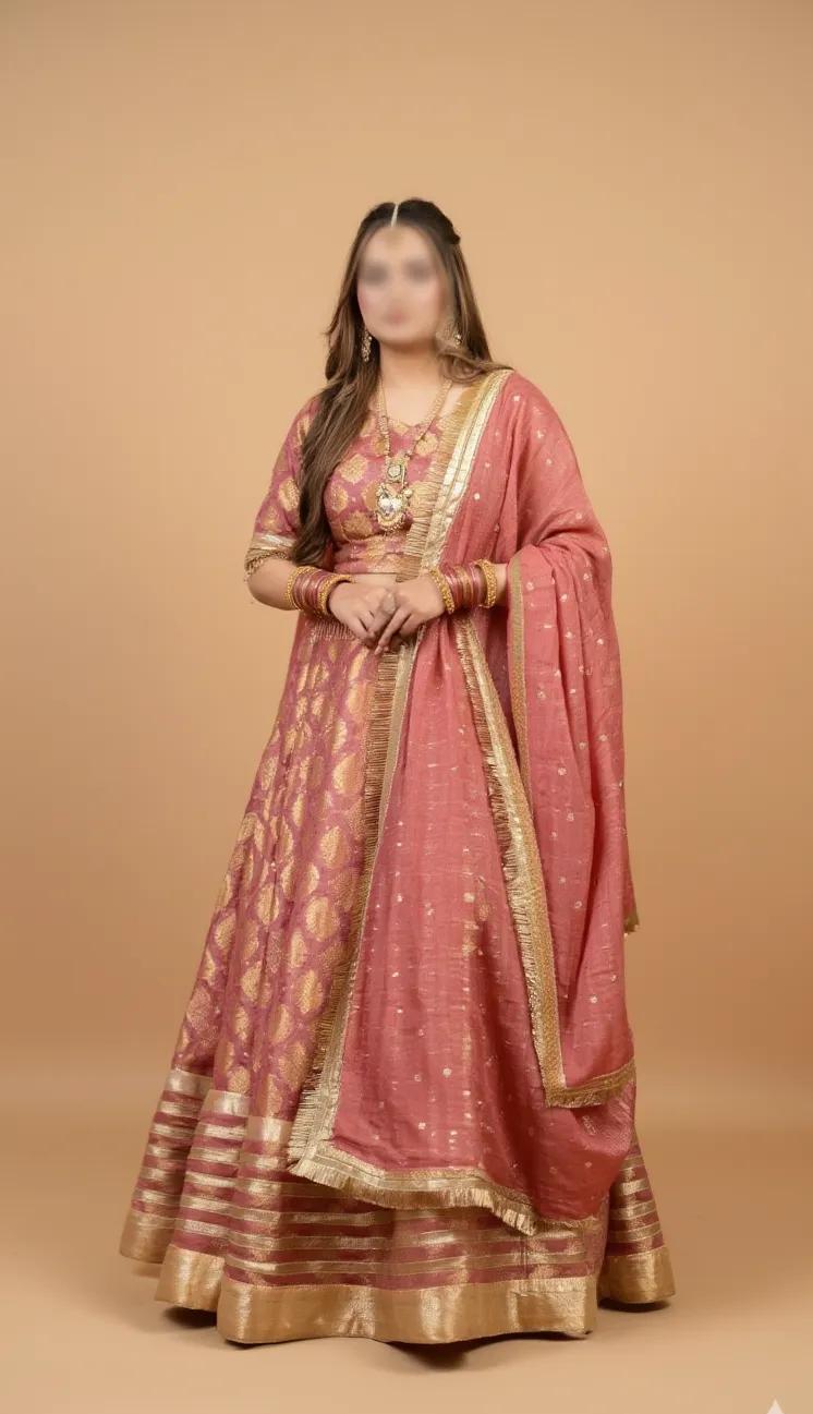 Royal Blush Banarsi Lehenga Choli Set - Image 6